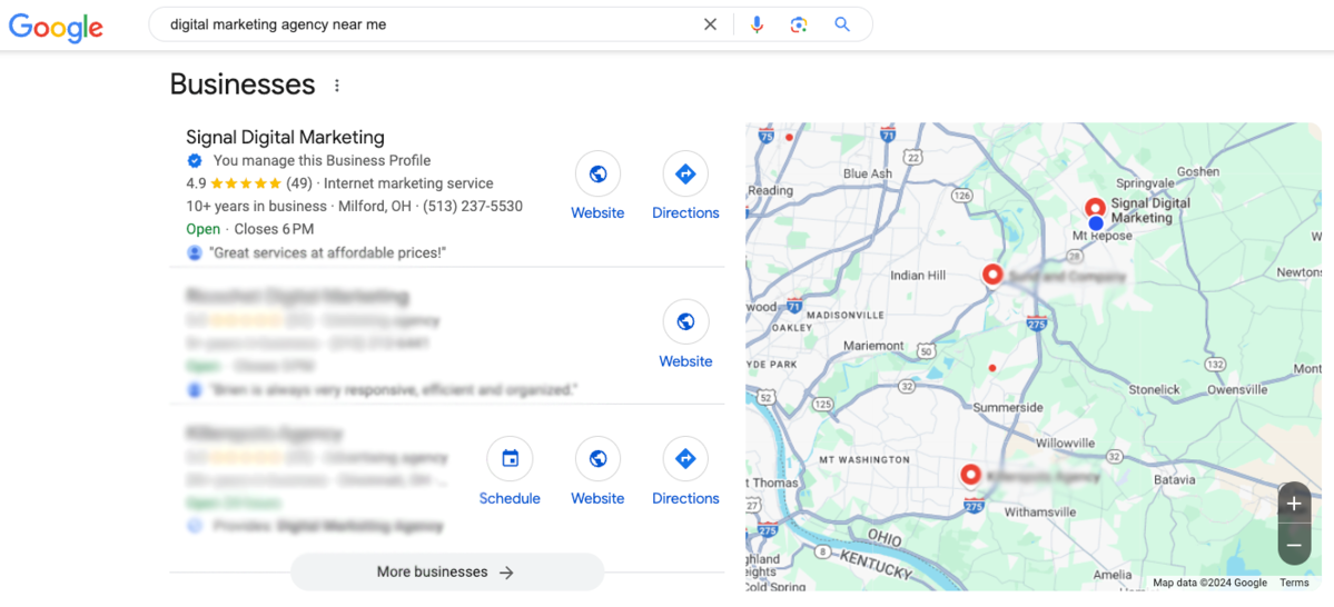 Local Search map for Signal Digital Marketing